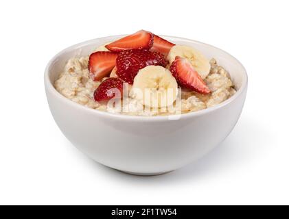 Zubereitete Haferflocken mit Früchten und Beeren Stockfoto