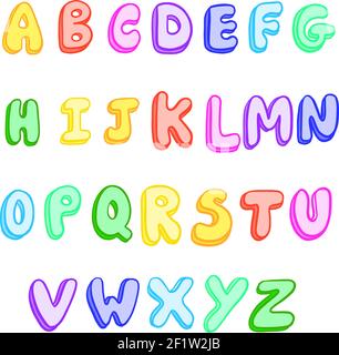 Bubble Bunte Hand gezeichnet Alphabet ABC Vektor Illustration Stock Vektor