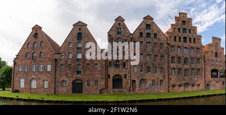 Historische Altbauten im Stadtzentrum von Lübeck Stockfoto