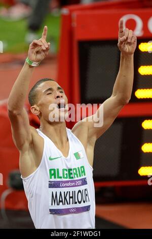 OLYMPISCHE SPIELE 2012 IN LONDON - OLYMPIASTADION, LONDON (DE) - 07/08/2012 - FOTO : JULIEN CROSNIER / KMSP / DPPIATHLETICS - MEN'S 1500M - TAOUFIK MAKHLOUFI (ALG) / GOLDMEDAILLE Stockfoto