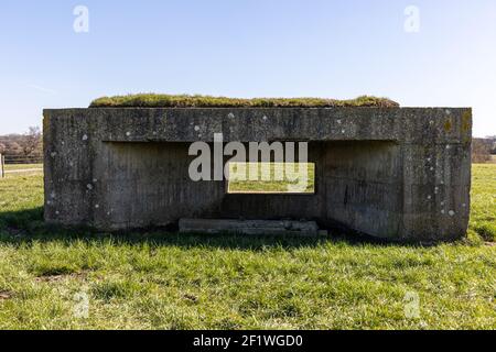 Pillbox Bunker Zweiten Weltkrieg Panzerabwehrbunker, diese Bunker wurden für die Verteidigung des Vereinigten Königreichs gegen eine mögliche feindliche Invasion verwendet. Stockfoto