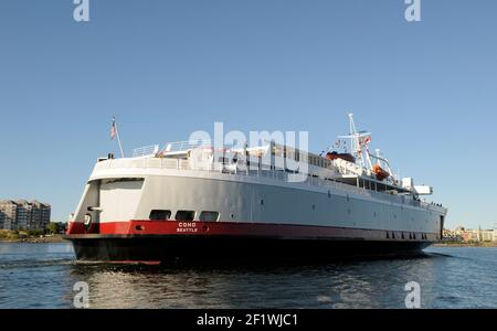 Black Ball Ferry Line - die Coho Ferry bietet Fahrzeug- und Passagierservice zwischen Victoria, British Columbia auf Vancouver Island und Port Angeles Stockfoto