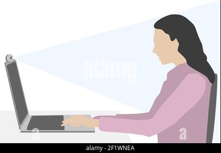 Frau im Heimbüro Videokonferenz Stockfoto