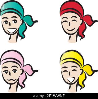 Cartoon Mädchen Gesicht Emoji Set Stockfoto