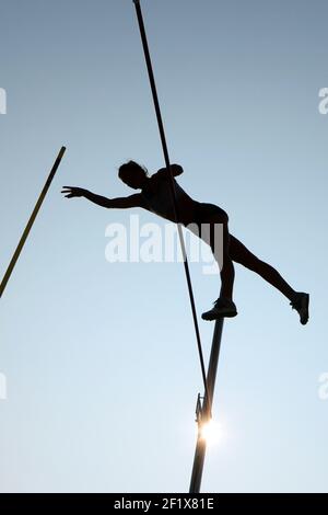 Leichtathletik - Französische Meisterschaften Elite 2013 - Stade Charlety / Paris (FRA) - Tag 2 - 13/07/2013 - Foto Philippe Millereau / KMSP / DPPI - Frauen - Stabhochsprung - Illustration Stockfoto