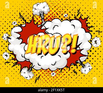HRU Text auf Comic Cloud Explosion auf gelbem Hintergrund Illustration Stock Vektor