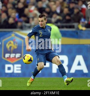 Der französische Mathieu Debuchy in Aktion während des 2014 WM-Qualifikationsspiels der zweiten Etappe zwischen Frankreich und der Ukraine im Stade de France in Saint-Denis, außerhalb von Paris, am 19. November 2013. Foto Philippe Millereau / KMSP / DPPI Stockfoto