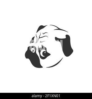 Vektor von Mops Hund Gesicht Design auf weißem Hintergrund. Leicht editierbare Vektorgrafik mit Ebenen. Haustier. Tiere. Stock Vektor