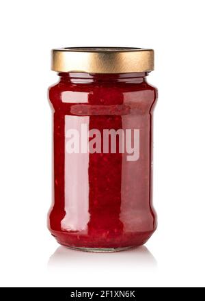 Jam-Gläser auf weißem Hintergrund isoliert Stockfoto