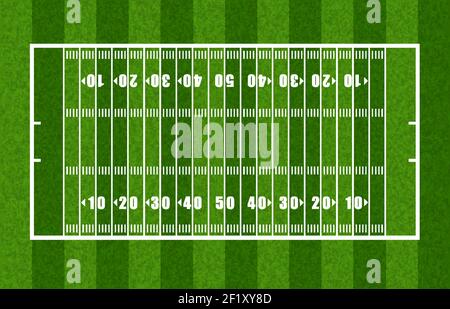 Übersicht über das American Football Field mit Yard Lines Stock Vektor