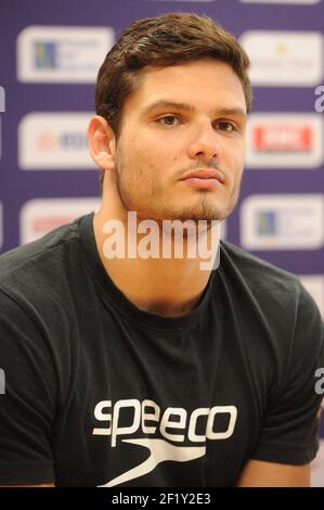 Florent Manaudou (FRA) auf Pressekonferenz während der Schwimmen Französisch Meisterschaften Elite 2014, in Chartres, Frankreich, Preview, April 7, 2014. Foto Stephane Kempinaire / KMSP / DPPI Stockfoto