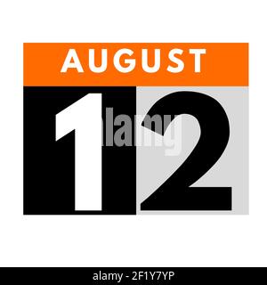 August 12 . flaches Tageskalender-Symbol .date ,Tag, Monat .calendar für den Monat August Stockfoto