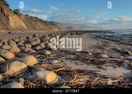 Bowling Ball Strand bei Sonnenuntergang, Mendocino County, Kalifornien Stockfoto