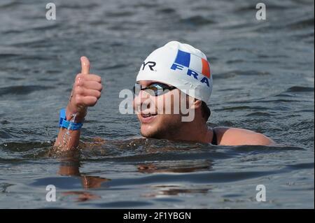 Axel Reymond (Fra) tritt an und gewinnt die Goldmedaille auf 25 km Freiwasser während der len Europameisterschaften 2014 32nd, in Berlin, Deutschland, Tag 5, am 17. August, 2014. Foto Stephane Kempinaire / KMSP / DPPI Stockfoto