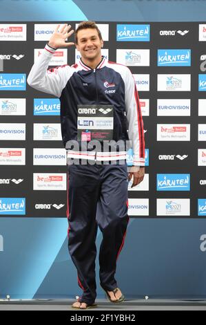 Axel Reymond (Fra) tritt an und gewinnt die Goldmedaille auf 25 km Freiwasser während der len Europameisterschaften 2014 32nd, in Berlin, Deutschland, Tag 5, am 17. August, 2014. Foto Stephane Kempinaire / KMSP / DPPI Stockfoto