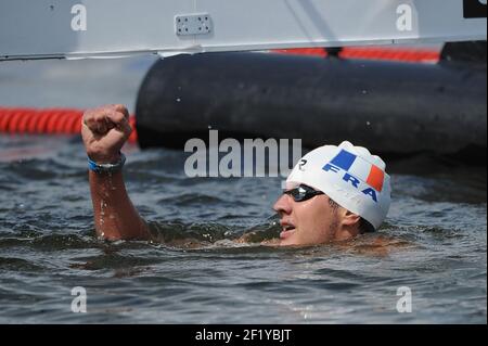 Axel Reymond (Fra) tritt an und gewinnt die Goldmedaille auf 25 km Freiwasser während der len Europameisterschaften 2014 32nd, in Berlin, Deutschland, Tag 5, am 17. August, 2014. Foto Stephane Kempinaire / KMSP / DPPI Stockfoto