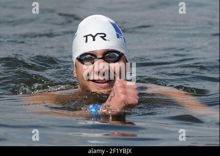 Axel Reymond (Fra) tritt an und gewinnt die Goldmedaille auf 25 km Freiwasser während der len Europameisterschaften 2014 32nd, in Berlin, Deutschland, Tag 5, am 17. August, 2014. Foto Stephane Kempinaire / KMSP / DPPI Stockfoto