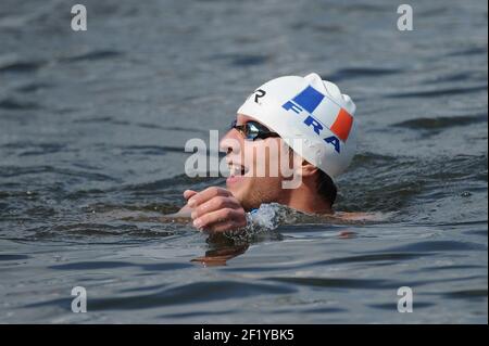 Axel Reymond (Fra) tritt an und gewinnt die Goldmedaille auf 25 km Freiwasser während der len Europameisterschaften 2014 32nd, in Berlin, Deutschland, Tag 5, am 17. August, 2014. Foto Stephane Kempinaire / KMSP / DPPI Stockfoto