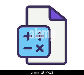 Papierbericht berechnen einzelnes isoliertes Symbol mit gefüllter Linienart vektorgrafik Stockfoto