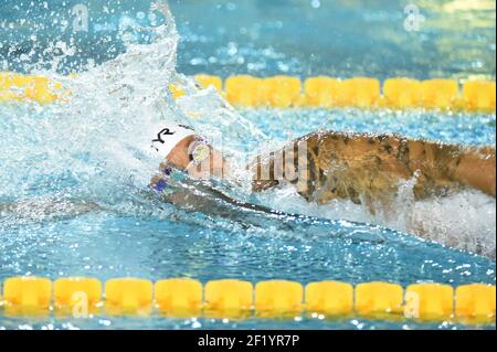 Frederik Bousquet (FRA) tritt auf 4 X 100 m Freistil-Relay während des Meetings Marseille 2015, FFN Golden Tour, in Frankreich, vom 13. Bis 15. März 2015. Foto Stephane Kempinaire / KMSP / DPPI Stockfoto