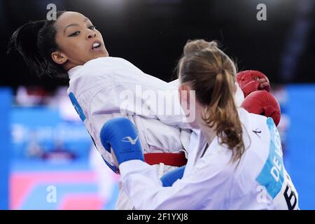 Lucie Ignace von Frankreich tritt in Karate, Frauen Kumite -61kg während der Europäischen Olympischen Spiele 1st 2015 in Baku, Aserbaidschan, Tag 1, am 13. Juni 2015 - Foto Philippe Millereau / KMSP / DPPI Stockfoto
