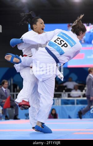 Lucie Ignace von Frankreich tritt in Karate, Frauen Kumite -61kg während der Europäischen Olympischen Spiele 1st 2015 in Baku, Aserbaidschan, Tag 1, am 13. Juni 2015 - Foto Philippe Millereau / KMSP / DPPI Stockfoto