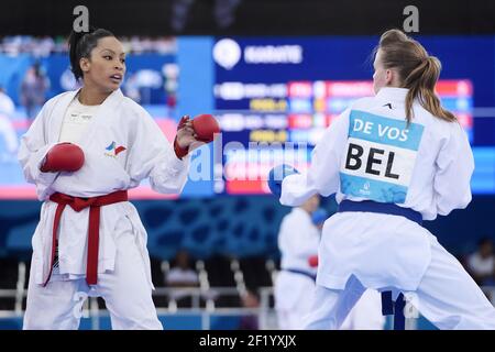 Lucie Ignace von Frankreich tritt in Karate, Frauen Kumite -61kg während der Europäischen Olympischen Spiele 1st 2015 in Baku, Aserbaidschan, Tag 1, am 13. Juni 2015 - Foto Philippe Millereau / KMSP / DPPI Stockfoto