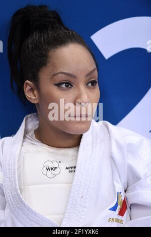 Lucie Ignace von Frankreich tritt in Karate, Frauen Kumite -61kg während der Europäischen Olympischen Spiele 1st 2015 in Baku, Aserbaidschan, Tag 1, am 13. Juni 2015 - Foto Philippe Millereau / KMSP / DPPI Stockfoto