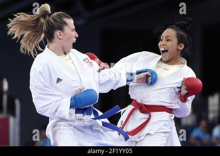 Lucie Ignace von Frankreich tritt in Karate, Frauen Kumite -61kg während der Europäischen Olympischen Spiele 1st 2015 in Baku, Aserbaidschan, Tag 1, am 13. Juni 2015 - Foto Philippe Millereau / KMSP / DPPI Stockfoto