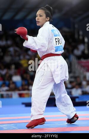 Lucie Ignace von Frankreich tritt in Karate, Frauen Kumite -61kg während der Europäischen Olympischen Spiele 1st 2015 in Baku, Aserbaidschan, Tag 1, am 13. Juni 2015 - Foto Philippe Millereau / KMSP / DPPI Stockfoto