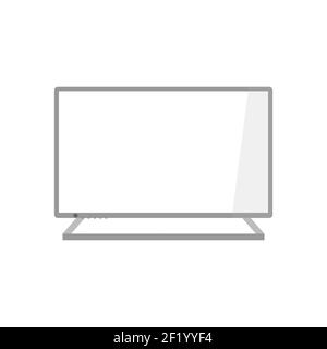 Ein minimalistischer Computermonitor auf einem großen Ständer. Der Monitor ist grau. Flache Vektorgrafik Stock Vektor