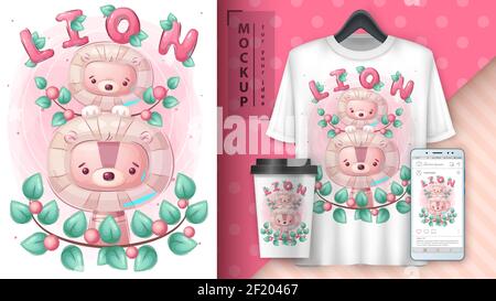 Niedliche Löwen Familie Poster und Merchandising. Stock Vektor