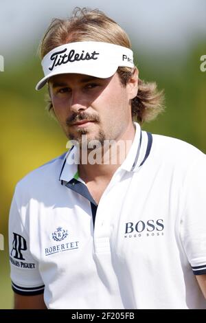 Porträt von Victor Dubuisson während der Finalrunde der Alstom Open de France 2015, auf dem Golf National in Saint-Quentin-en-Yvelines, Frankreich, am 5. Juli 2015 - Foto Philippe Millereau / KMSP / DPPI Stockfoto