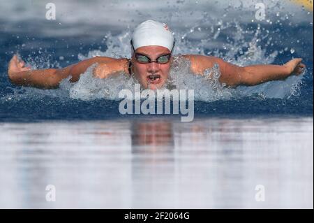 Marie Wattel (FRA) tritt auf 100 m Schmetterling während der Open de France 9th 2015 Vichy Val d'Allier, im Stade Aquatique, in Bellerive-sur-Allier, Frankreich, am 4.-5. Juli, 2015 - Foto Stephane Kempinaire / KMSP / DPPI - Stockfoto