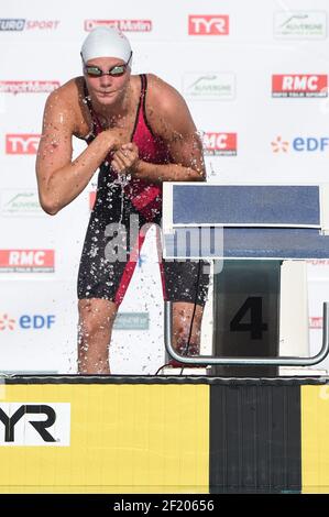 Marie Wattel (FRA) tritt auf 100 m Schmetterling während der Open de France 9th 2015 Vichy Val d'Allier, im Stade Aquatique, in Bellerive-sur-Allier, Frankreich, am 4.-5. Juli, 2015 - Foto Stephane Kempinaire / KMSP / DPPI - Stockfoto