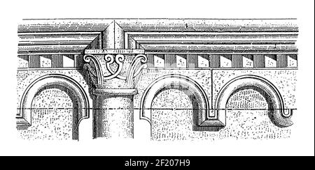 Antiker 19th-Jahrhundert-Stich von lombard Band aus dem Kloster Heiligenkreuz. Veröffentlicht in Systematischer Bilder-Atlas zum Conversations-Lexikon, Ikonograp Stockfoto