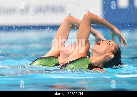 Ona Carbonell und Paula Klamburg aus Spanien treten während der Fina-Weltmeisterschaft 2015 16th in Kazan, Russland, Tag 5, am 28. Juli im Duet Free im Synchronschwimmen an. 2015 - Foto Stephane Kempinaire / KMSP / DPPI Stockfoto