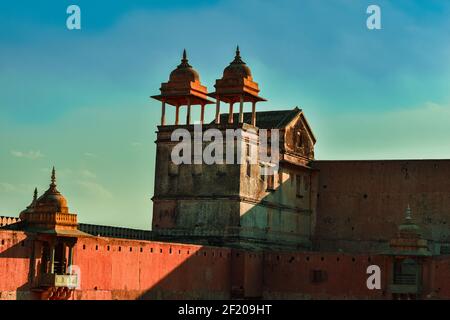 Architektur, Design & Landschaft von verschiedenen Forts in Rajasthan, Indien. Stockfoto