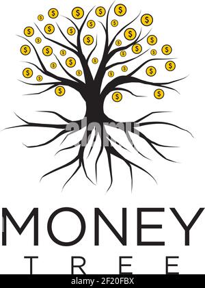 Geldbaum Logo Design Vektor Vorlage Stock Vektor