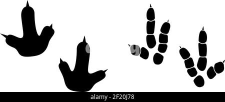 Dinosaurier Fußabdruck Spuren Vektor-Set Illustration. Hintergrund mit Pfote, Klaue Raubtier. Dinosaurier Fußabdruck Illustration perfekt für Textil, Wrap und Tapete und Design Stock Vektor