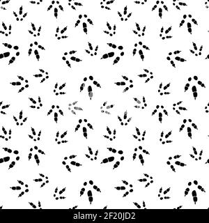 Dinosaurier Fußabdruck Spuren. Minimalistisches Nahtmuster. Hintergrund mit Pfote, Klaue Raubtier. Dinosaurier Fußabdruck Illustration perfekt für Textil, Wrap und Tapete und Design Stock Vektor