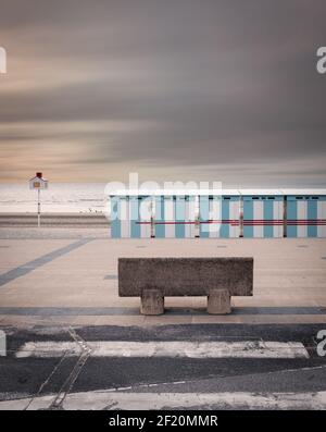 Strandhütten in Dünkirchen, Frankreich Stockfoto