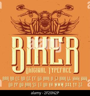 Original-Etikettschrift mit dem Namen ''Biker'. Gut in jedem Etikettendesign zu verwenden. Stock Vektor