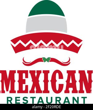 Mexikanisches Restaurant mit traditionellem Hut im mexikanischen Design Stock Vektor