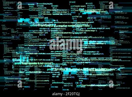 Programmierer Bildschirm Glitch oder Software-Entwicklung Fehler Hintergrund. Programm Code kritischen Fehler, Hardware-Fehler oder virtuelle Umgebung Crush-Konzept. G Stock Vektor