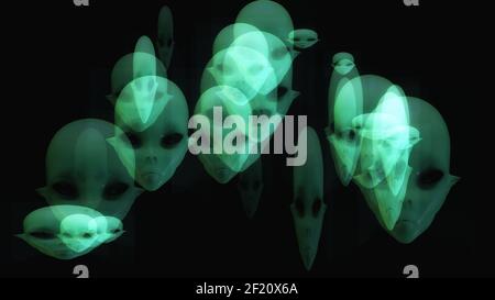 Künstlerische 3D Illustration von fremden Gesichtern Stockfoto