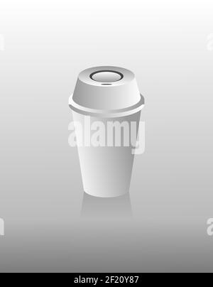 Papierkaffeetasse. Weißer Papierbecher mit Deckel für Latte Mokka Cappuccino Getränke realistische Vektor 3D Mockups Stock Vektor