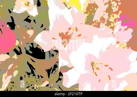 Strukturierte Hintergründe für Banner und Webseiten, Spiele usw... Bunte Hintergründe, mit sich wiederholenden floralen Themen. Stockfoto