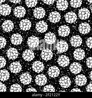 Abstrakt Schneeball nahtlose Vektor Muster Hintergrund. Weiße Kreise in großen kreisförmigen Formen auf schwarz weiß matt Hintergrund.Moderne Schnee geometrische Stock Vektor