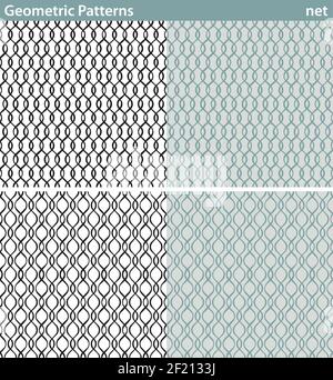 Vier nahtlose Muster mit geometrischen Motiven. Stock Vektor